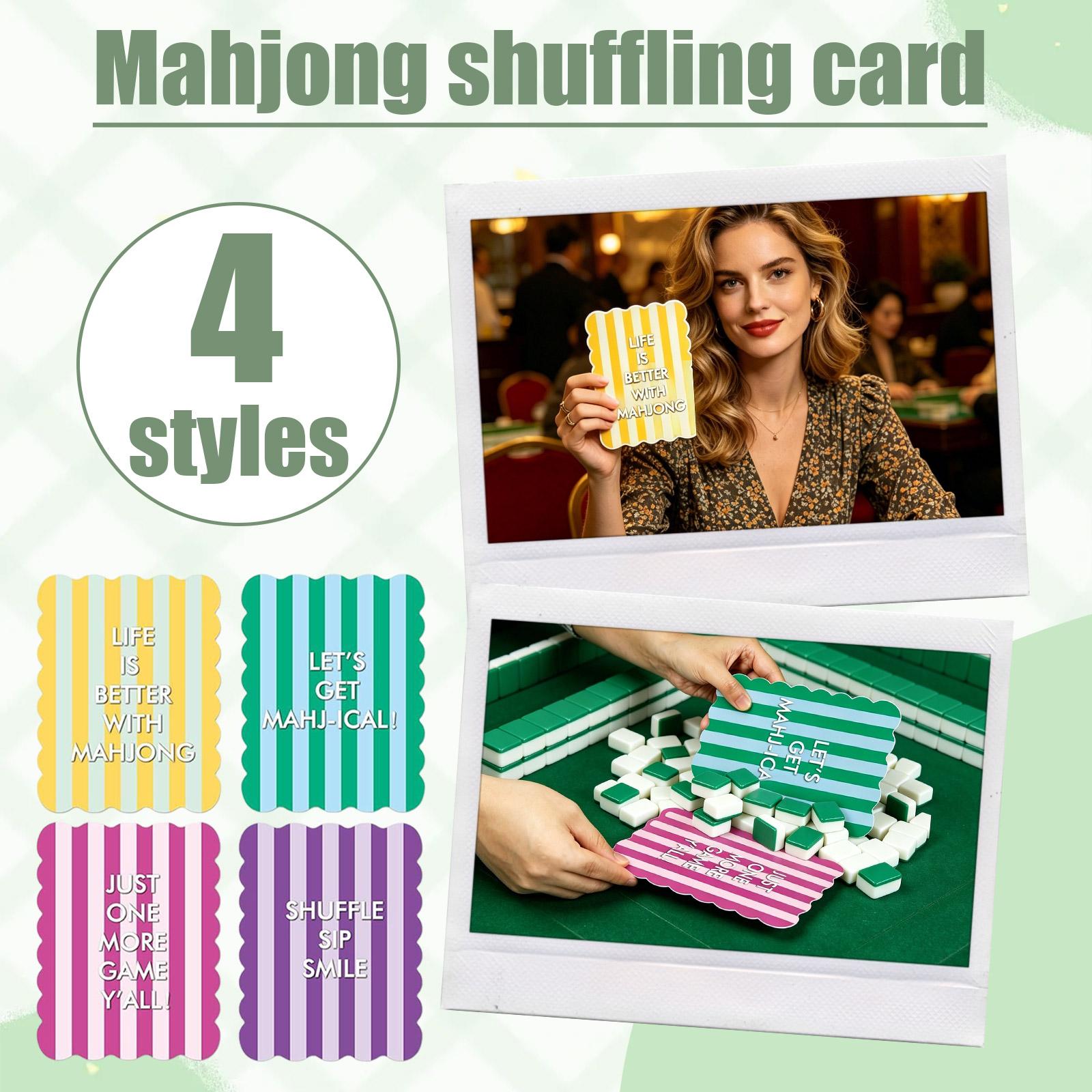

4 Pcs Mahjong Shuffler Cards With Wavy Edges Gifts For Mah-jongg Beginner Lovers Home Games Party one size