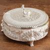 Europäischer Stil Legierung Schmuck Pfau Silber Aufbewahrungsbox, Ohrring Kreis Organizer Glas Süßigkeitenbehälter Schminktisch Dekoration