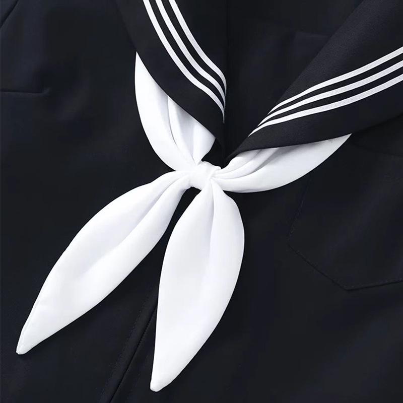 Authentic Navy & White Japanese JK Uniform Sailor Suit with Pleated Skirt
