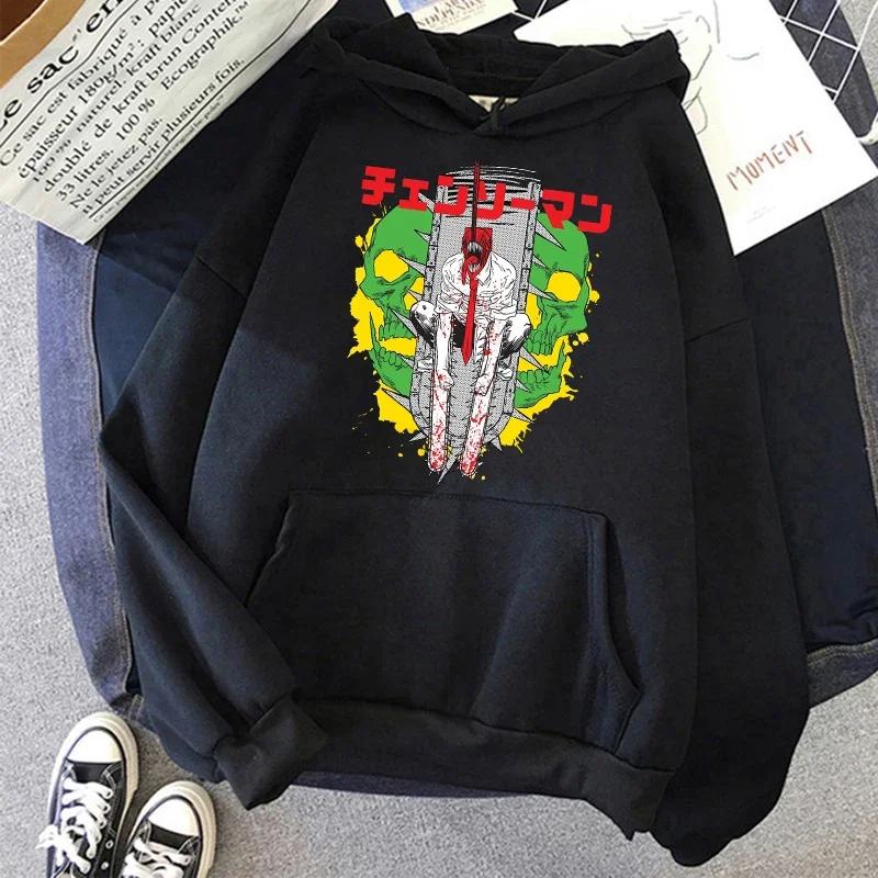 Motorová pila Anime Dámské Mikiny s kapucí s klokaní kapsou Harajuku Dámský Rukáv Pulovr Ležérní Streetwear Oblečení Topy Estetické Oblečení