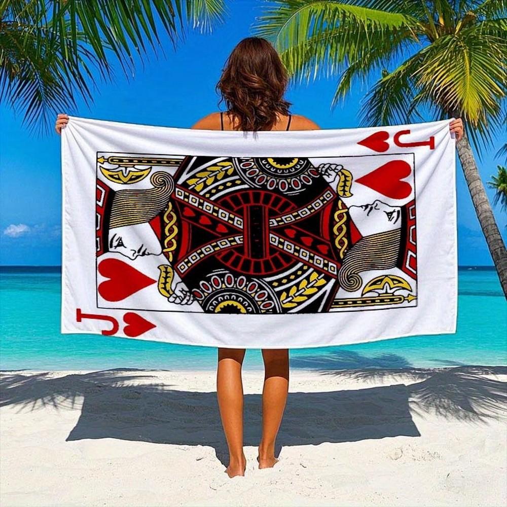 Jack of Hearts Beach Towel Patterned Sunscreen And Windproof Suitable For Swimming Pool Camping Travel Blanket