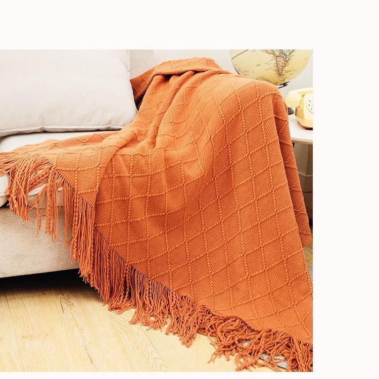 Nordic Tassel Sofa Throw Blanket - Air Conditioning Nap & Hotel Bed Runner, Summer Bed Flag, Bed End Blanket