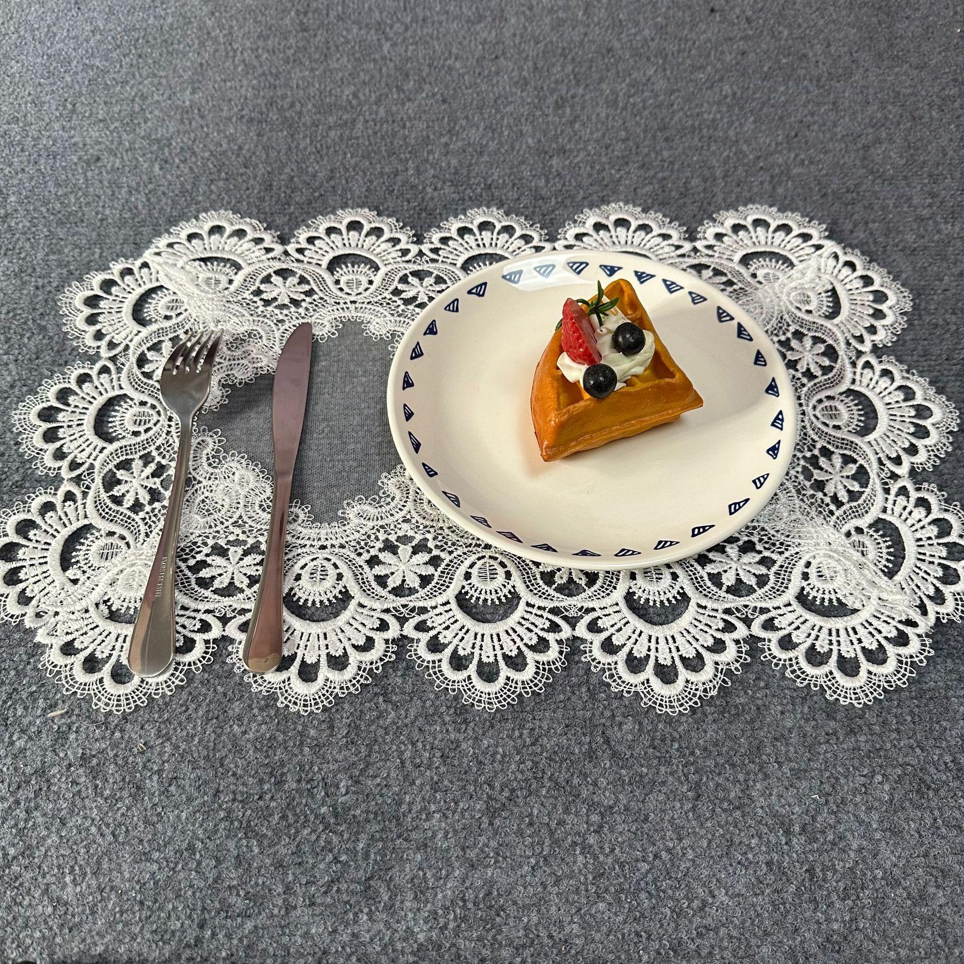 

New Western food mat 30 * 45cm lace polyester fabric household plate mat bowl mat rectangular placemat 30*45cm