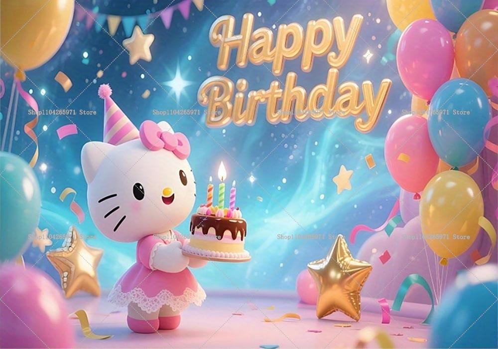Sanrio Hello Kitty Background Banner Melody Children's Birthday Party Decorations Photo Baby Baptism Photo Booth Props