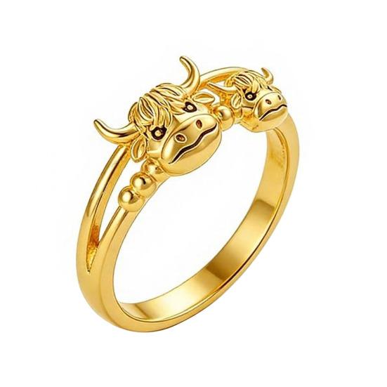 

Highland Cow Ring for Women Silver Plated Lightweight Alloy Adjustable Vintage Oxidation Treatment Cute Cattle Jewelry Gift for Cattle C