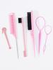 6pcs Hairdressing tool set,weaving tool ring,rat tail comb,tearing comb brush,edge control brush,suitable for all hair types
