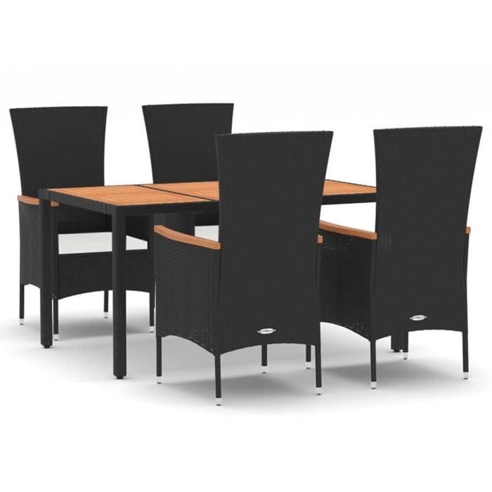 VidaXL Garden Dining Furniture and Cushions 5pcs Black Wicker 3157530