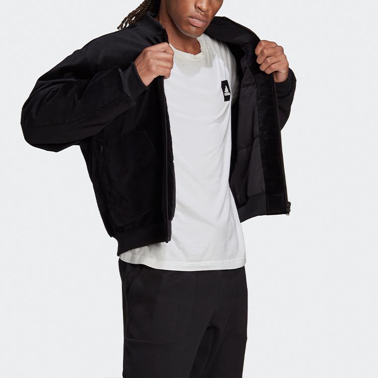 Adidas Velvet Bomber Long Sleeve Jacket Men Outerwear Black H25097