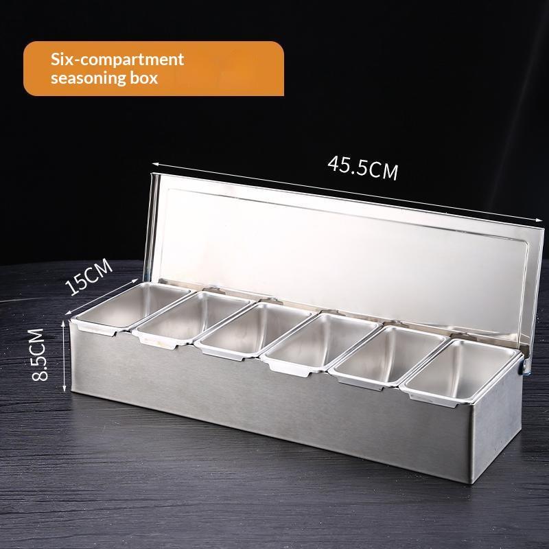 Kreative Gewürzaufbewahrungsbox 3/4/5/6 Fächer Mit Deckel Gewürzaufbewahrungsglas Edelstahl Große Kapazität Küchengewürzregal