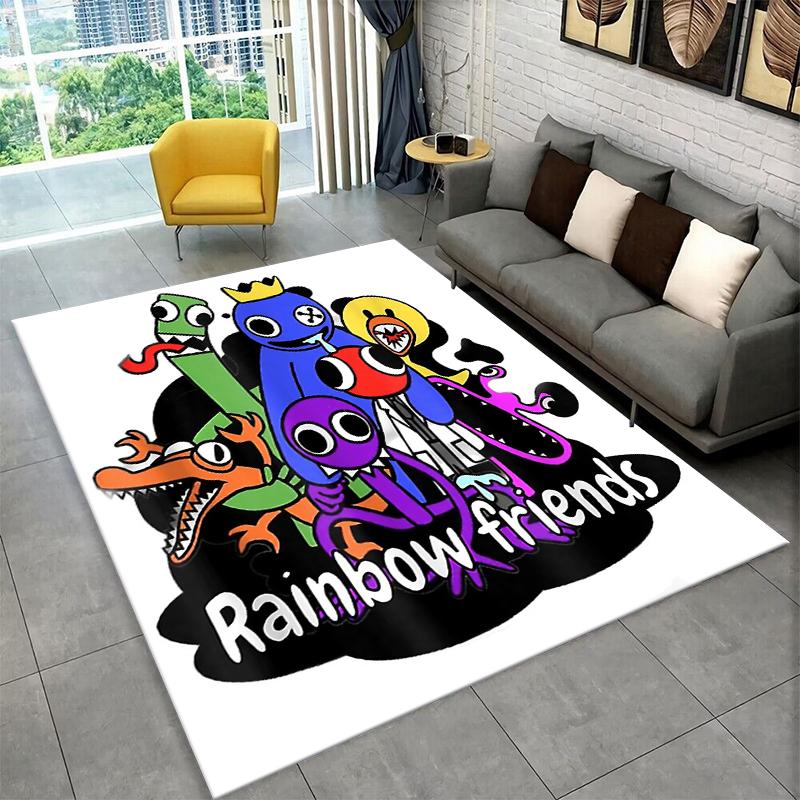 Tappeto Tappeto Gioco Cartone Animato 3D R-Rainbows Friends per Camera da Letto Soggiorno Divano Sala Giochi Zerbino Decorazione Casa, Tappeto Area Bambini Antiscivolo