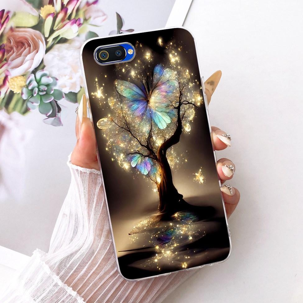 Transparent For Realme C2 Case Cover Cute Fashion Butterfly Funny Painted Casing For Realme RMX1941 RMX1945 RMX1943