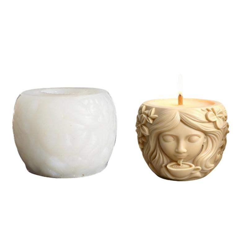 

Silicone Mold For DIY Embossed Girl Planter Pen Holder Resin Cement Crafting Jewelry Making Decorative Container Gift 1