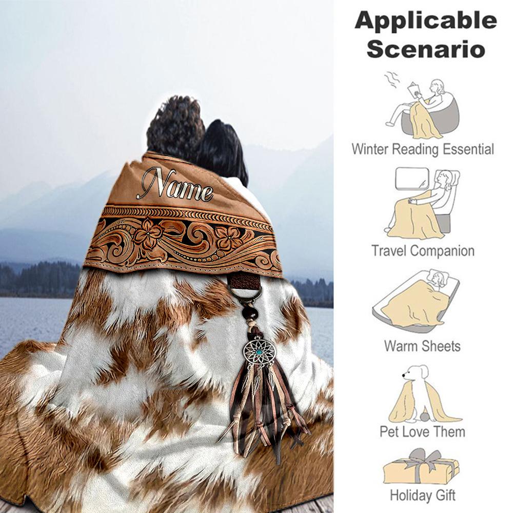 Ethnic Style Personalized Name Blanket Lightweight Customizable Blanket Soft Warm Cozy Suitable for Office Chair Bed Sofa Livingroom All-Season Use