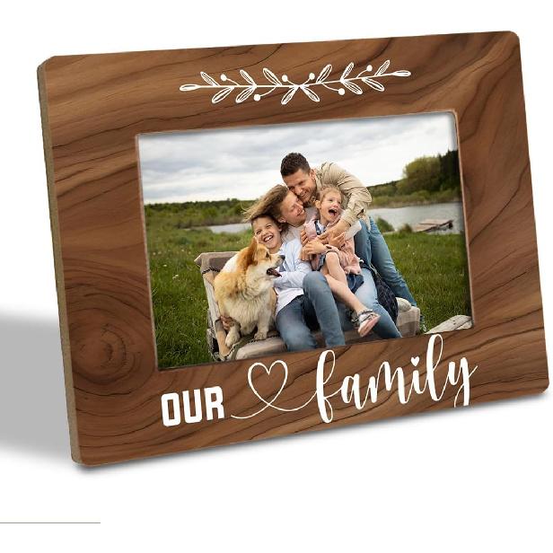 Family Photo Frame Decor, Our Family Photo Frame Decor, Holds 4 x 6 Inch Photo, Farmhouse Wooden Picture Frame Gift, Family Room Decor, Home Tabletop