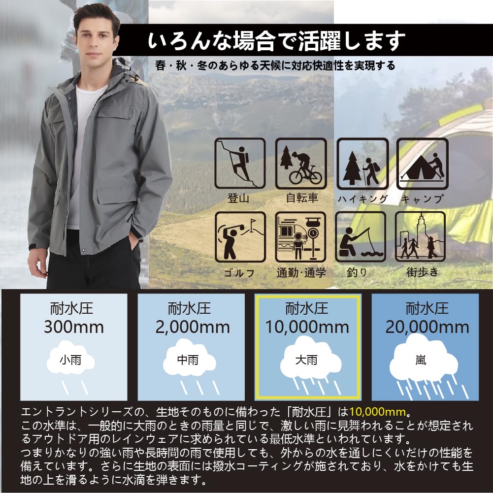 TopKylin Top und Hose Rucksack Regen Golf Regen Stretch Radfahren Herren Regenbekleidung, Set, Kompatibel, Anzug, Ausrüstung, Jacke, Wasserdicht, Atmungsaktiv,