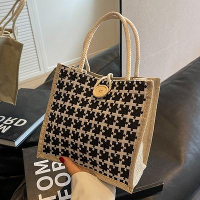 New Summer Linen Bag for Women To Work and Carry Lunch Box for Fashionable Linen Handbags