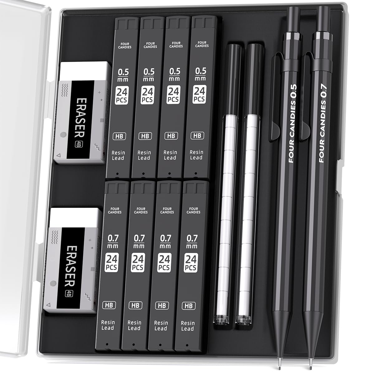 

Four Candies Metal Mechanical Set of 2 Pencils, 0.5 & 0.7mm, чёрный