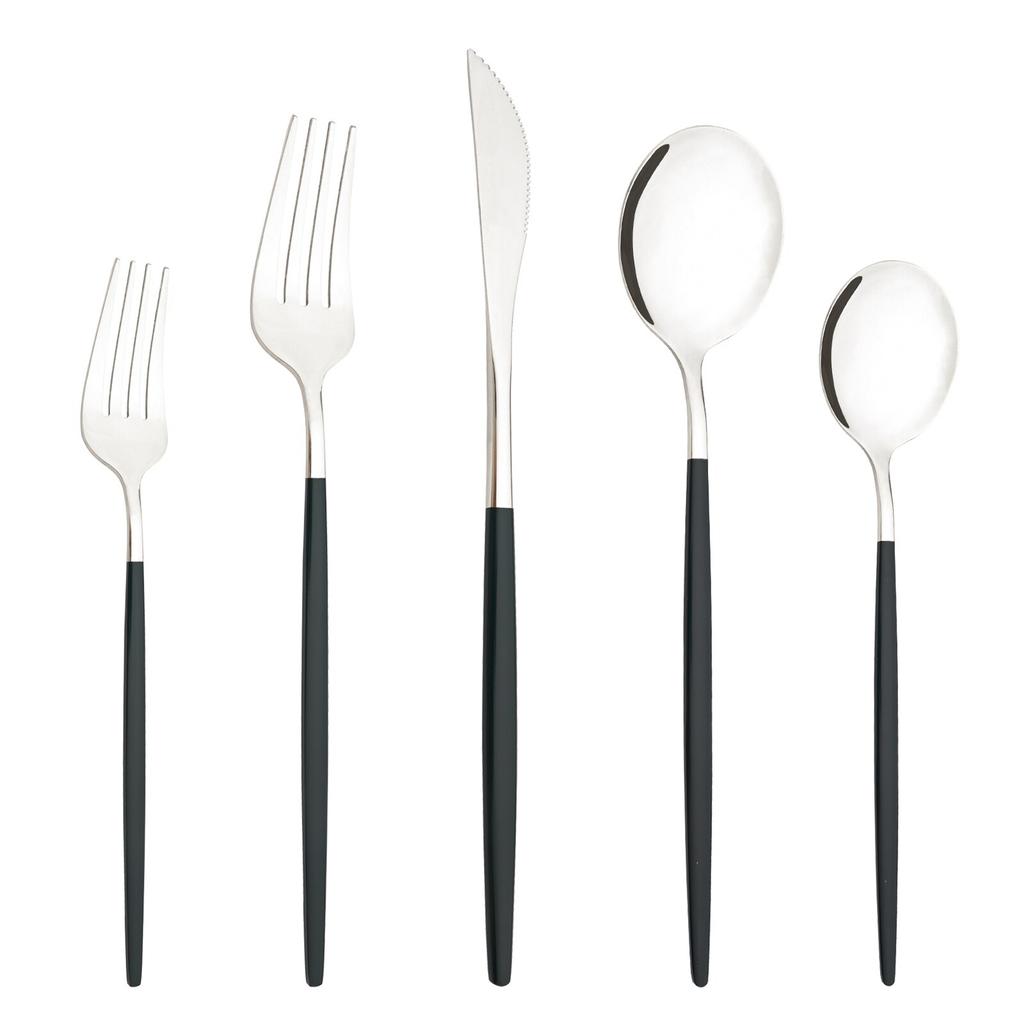 Modré zlato 5 ks Sada jídelního nádobí Stříbrné nádobí Příbory Nůž Dezert Vidlička Lžíce Nerezové nádobí Sada příborů Protable Jídelní potřeby