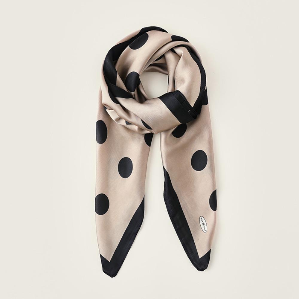Soft Women's Silk Scarf 90cm Hijab Shawl Wraps Simple Dot Print Silk Scarf  Headkerchief