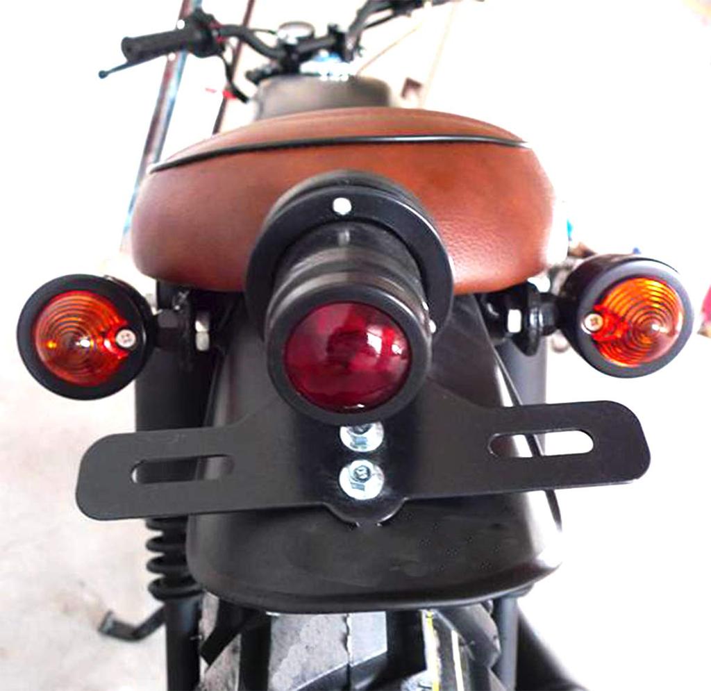 HWT 4 Pcs Black Universal Type Retro American Amber Orange for Hiro World Trade Bike Bullet Turn Signals (Black)