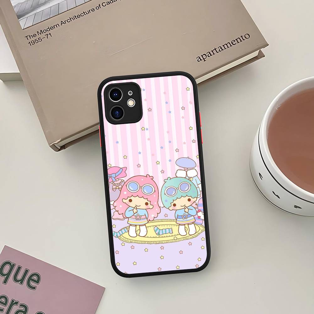 L-Little Twin Stars Phone Case For iPhone 13 12 X XS MAX Pro Max 16 15 11 14 Pro Max Shockproof Matte Cover