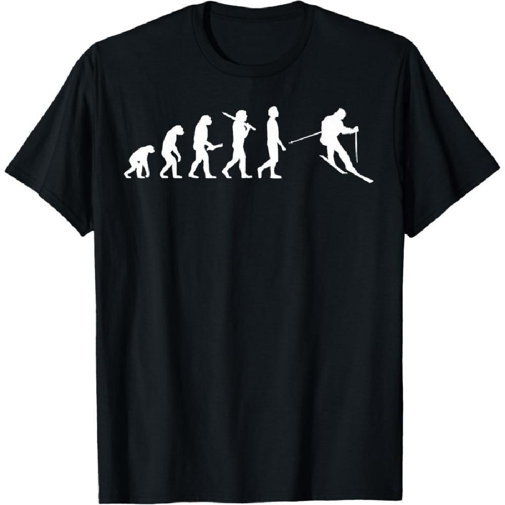 

Funny skiing evolution t-shirt gift for skiers T-Shirt XXXXXL чорний