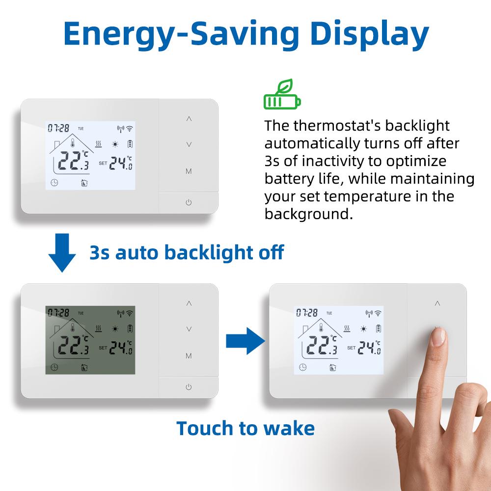 Smart Tuya WiFi Thermostat for Gas Boiler Heating /Cooling Powered by Battery/USB Works With Alexa Google Home Daily Programable