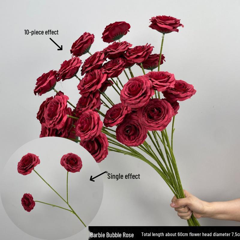 Shunran Dark Red Wine Artificial Wedding Flowers for Chinese Engagement Décor & Aisle Hanging Displays