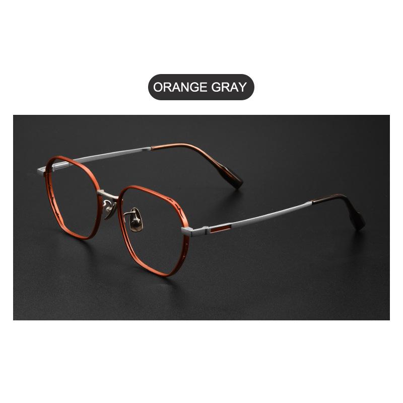 

Ultra-Light Pure Titanium Glasses Frame Retro Distinctive Eyeglasses Trendy Color-Blocking Openwork Carving Niche Design Eyewear