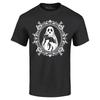 Haunted Frame Ghost and Black Cat T-shirt Halloween Summerween Shirt