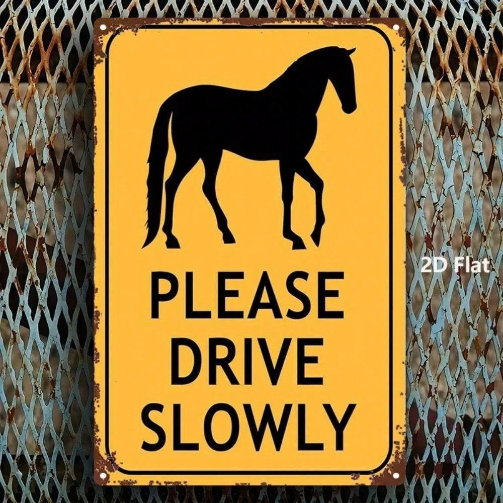 Slow Down Horse Metal Sign 8x12 Inch Garage Wall Decor Vintage Tin Plaque