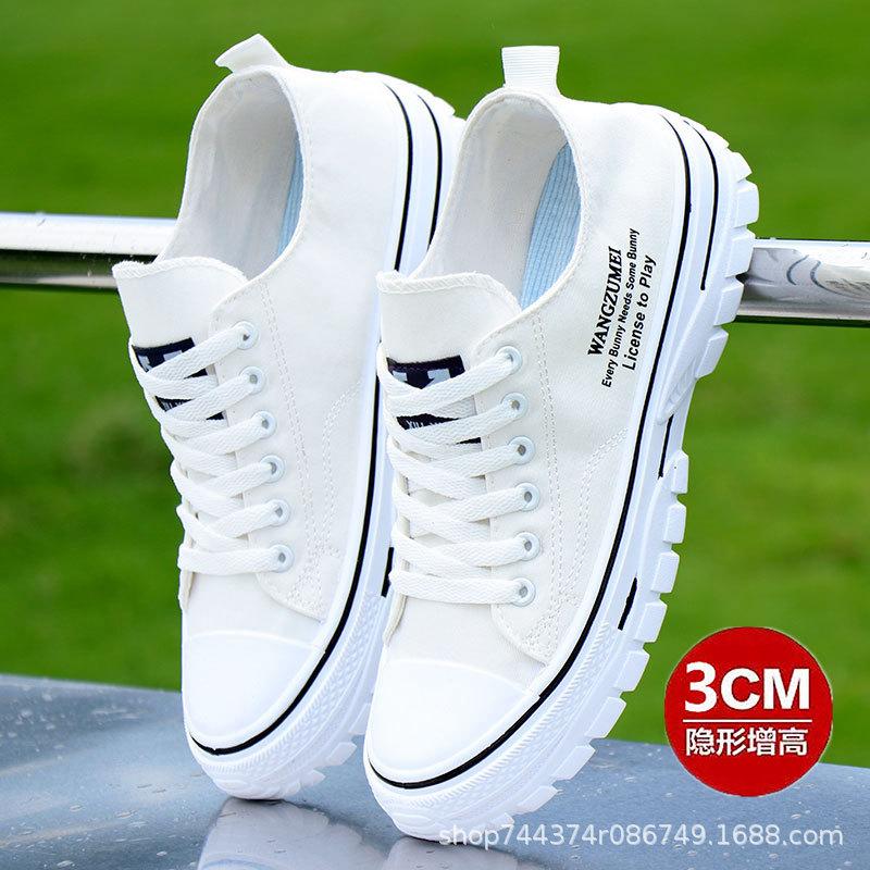 Canvas Spring and Autumn Breathable Casual Shoes Thick Baseplate Shoes Heightened and Comfortable