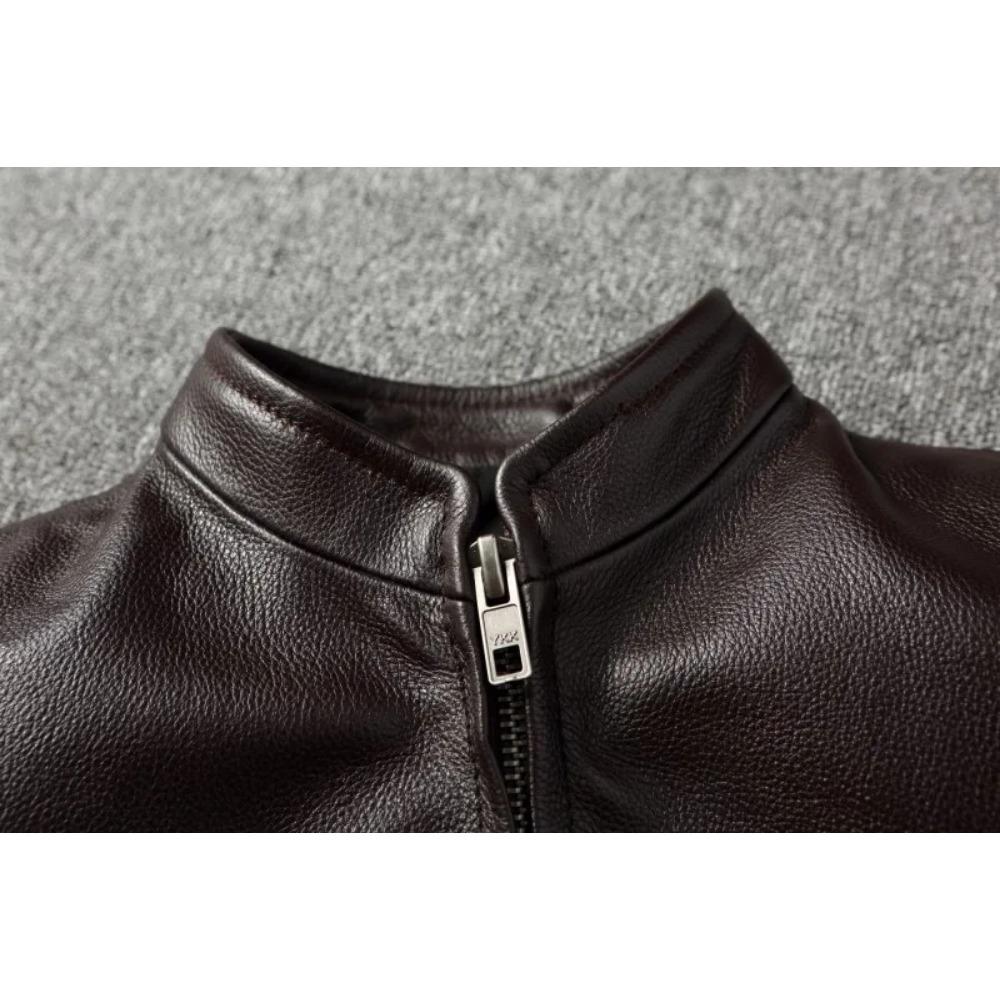 Chinesische Größe Schwarz Braun Casual Herren Jacken Echt Rindsleder Echtes Leder Jacke Männer Mäntel Herbst Chamarras De Cuero Para Hombre
