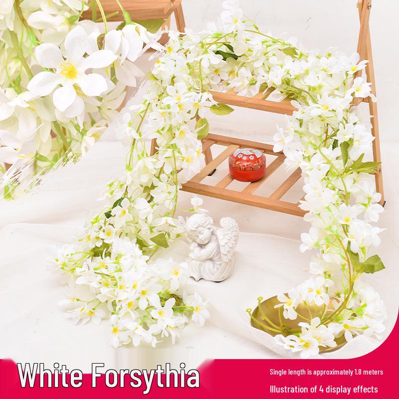 Artificial Rose Vine Ceiling Decor with Rattan for Living Room and AC Pipe Cover