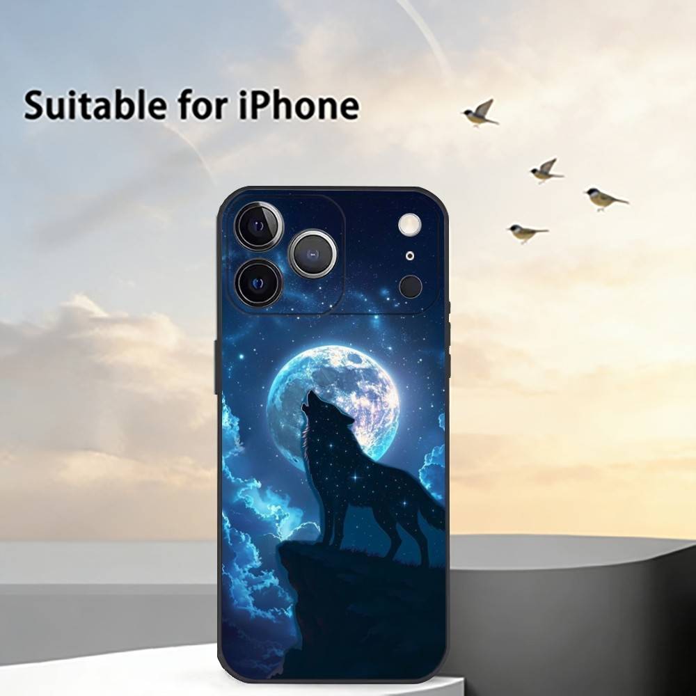 Moon Roaring W-Wolf Phone Case Silicone Soft For IPhone 17 16 15 14 13 12 11 X XR Plus Pro Max Plus