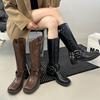 Coarse Heel Brown But Knee Knight Boots Women's Autumn 2025 New Western Cowboy British Style Tall Boots