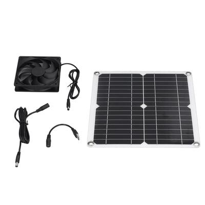 12W Solar Panel Fan Kit USB Solar Powered Fan for Greenhouses Sheds Pet Houses Mobile Phone Charging