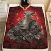 1PC Red Rose Animals Print Flannel Blanket, High Quality All Seasons, Home Decor, Warmth and Comfort, Perfect for Christmas Gifts