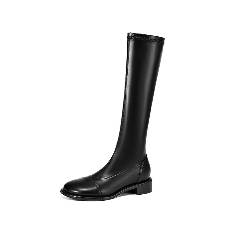 Krazing Pot Microfiber Autumn Winter Shoes Low Heels Size 43 Long Boots Half Boots Zip Thigh High Boots