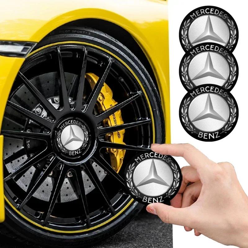 4pcs 56mm Car Wheel Center Hub Cap Badge Emblem Decal Wheel Sticker For Mercedes Benz W220 W205 W211 W212 GLC GLS AMG W203