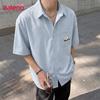Baleno Men's Loose Fit Short Sleeve Lapel Cardigan Shirt