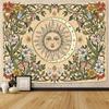 VIKAMA Boho Tapestry Featuring Sunflower and Astrological Wheel Wall Decor for Bedroom Dorm and Living Room with Bohemian Mystic