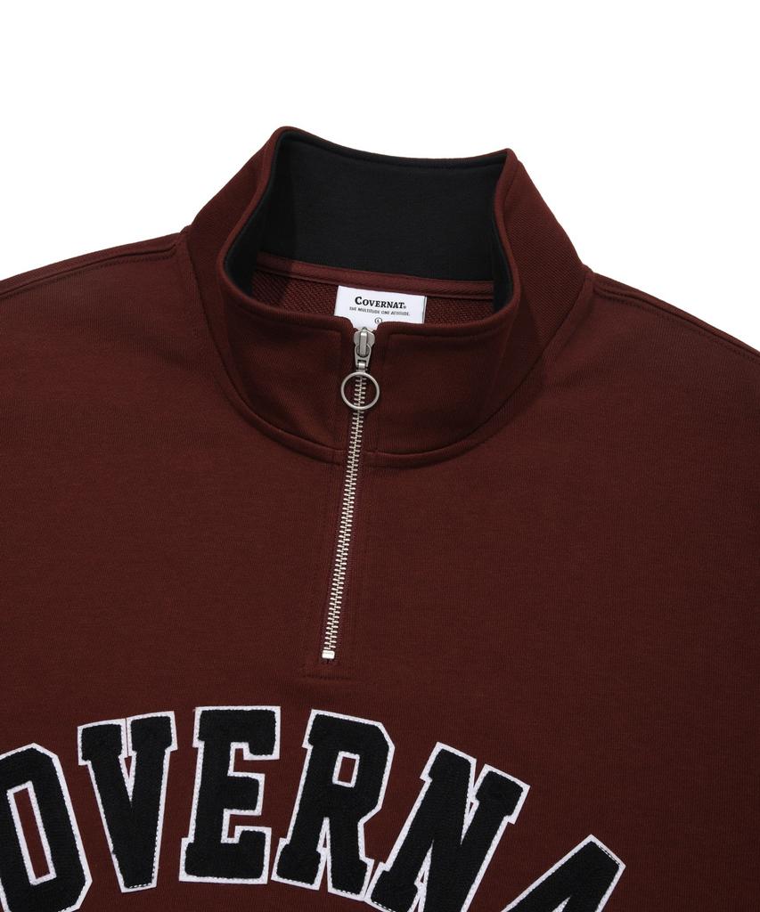 COVERNAT Arch Logo Half Zip Sweatshirt Deep Red