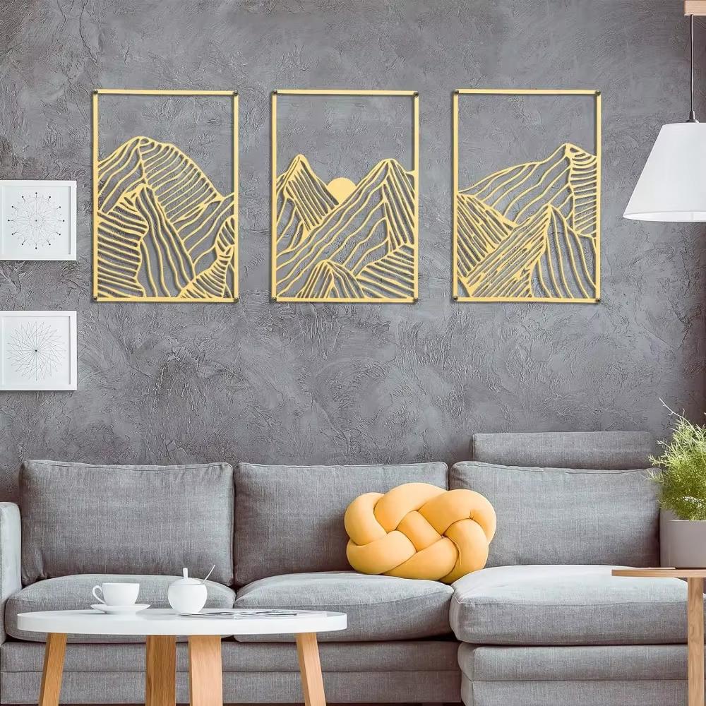 3 шт. Потрясающий горный рисунок из металла: Абстрактный минималистский декор для дома — фото 7