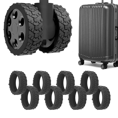 

wowjimi 8 Pcs Silicone Tire Cover Silent Carrying Bag Wheel Cover Ground Protection Suitcase