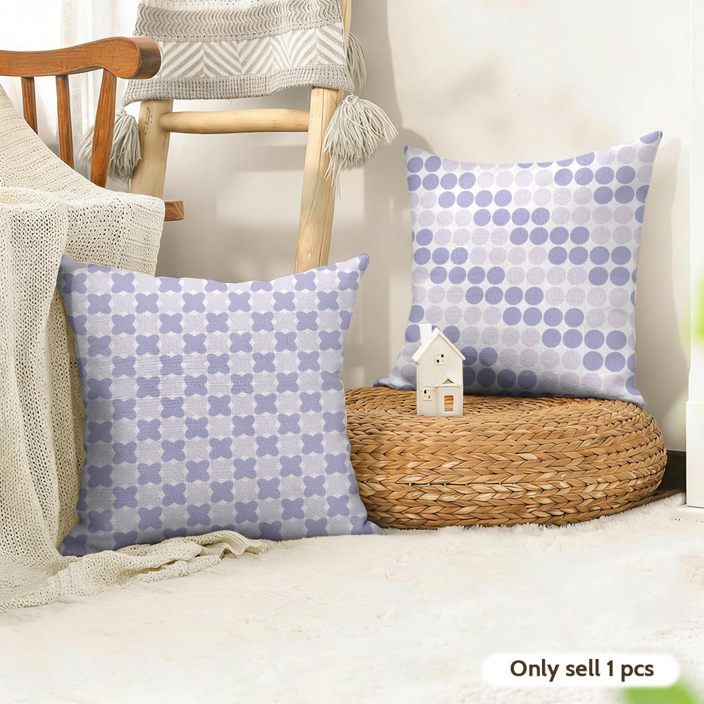 Simple purple plaid Cushion Cover Natural Linen Organic Fabric DoubleSided Printing Couch Pillow Covers Home Decor