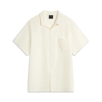 Li Ning Série Wade Couleur Unie Doux Respirant Polyvalent Décontracté Manches Courtes Chemise Hommes ASHV199-2