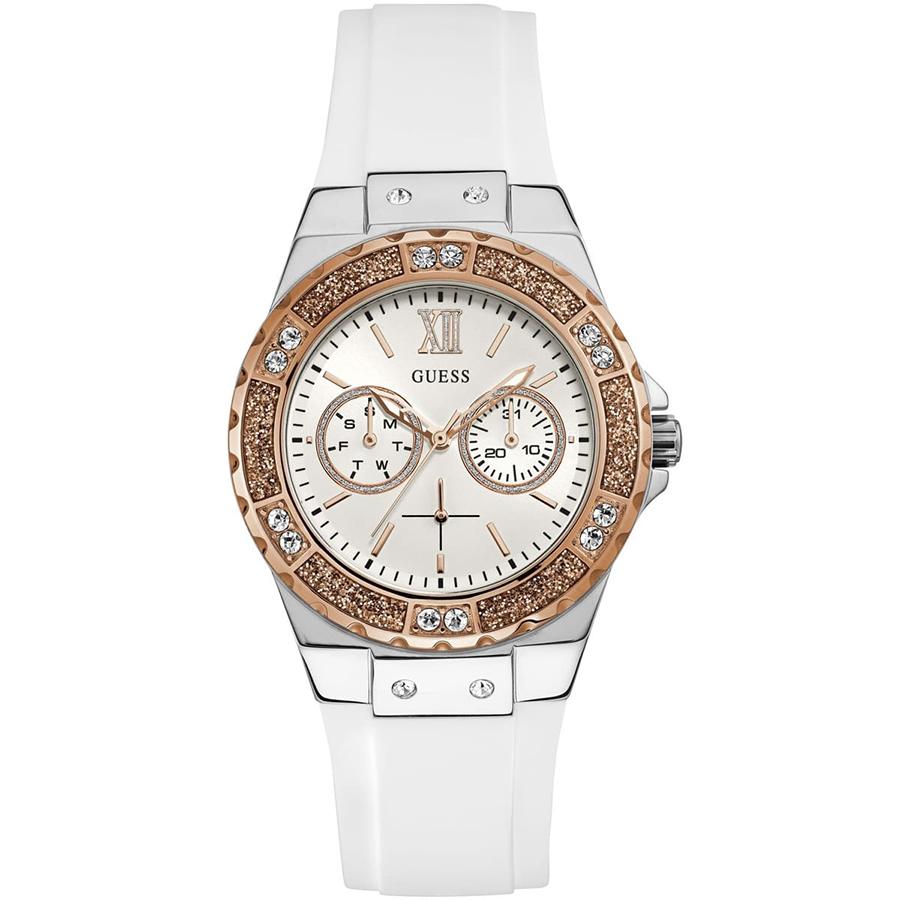 

Guess Women s Quartz Watch with White Silicone Strap - W1053L2