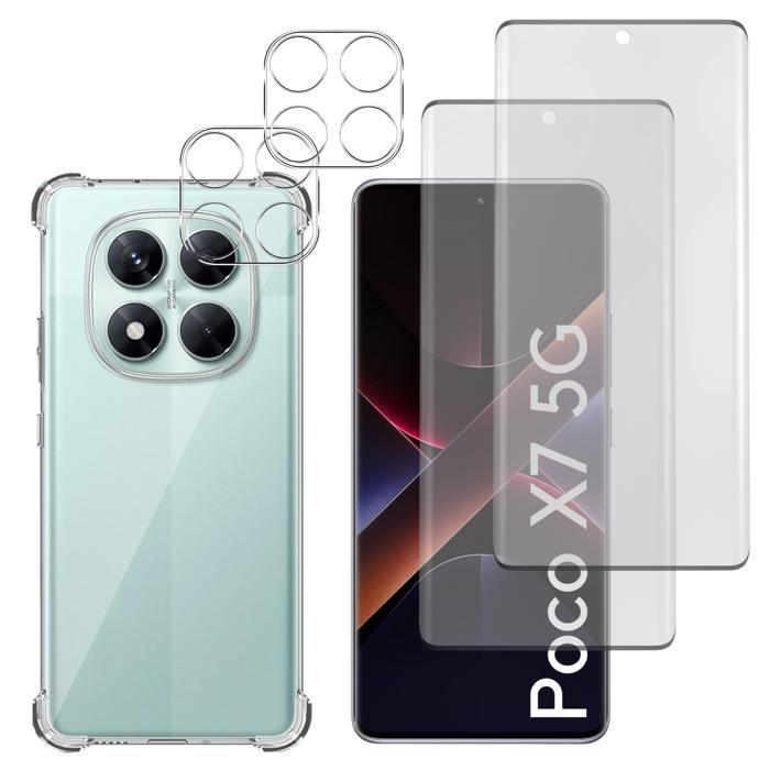 Shockproof Case - Phonillico - Xiaomi Poco X7 5G - Flexible - Transparent - 2 Tempered Glass