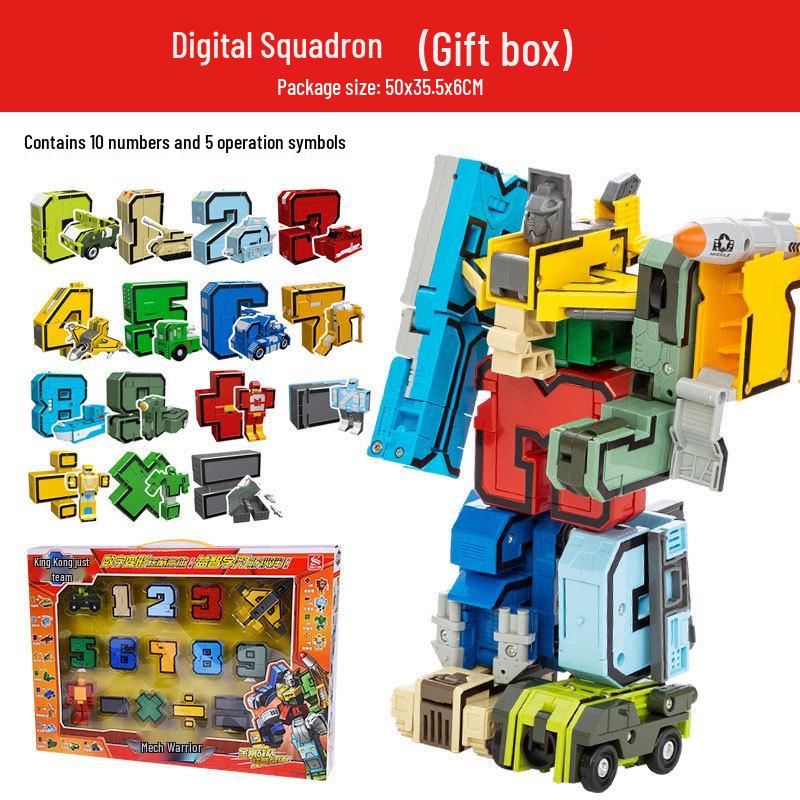 Power Rangers Alphabet & Number Transforming Robot Building Blocks Toy Set for Kids